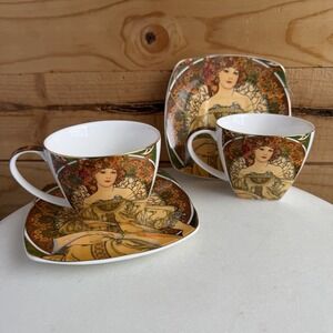 Queen Isabell Limited Collection Cup Saucer Alphonse Mucha Reverie Art Nouveau